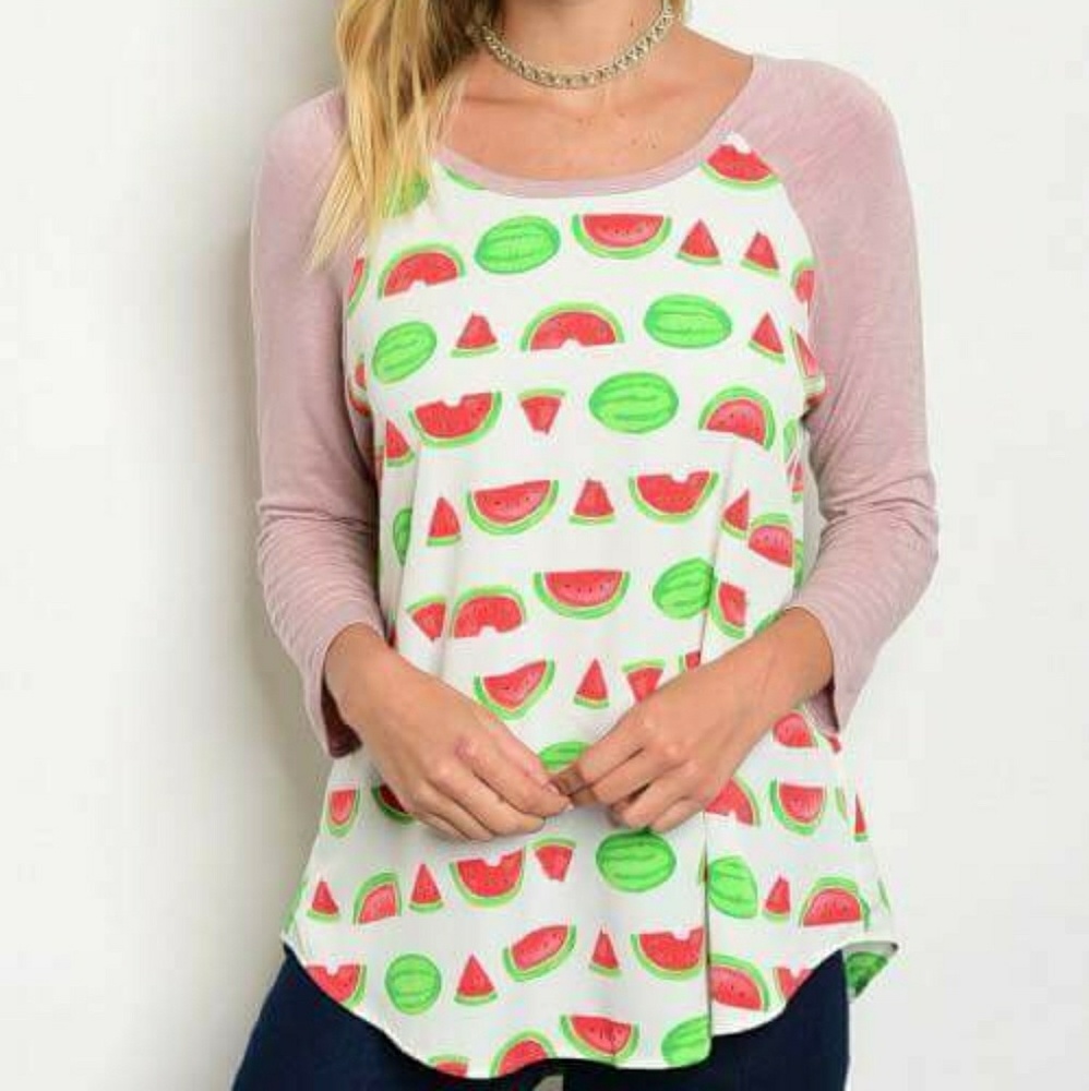3/4 sleeve watermelon shirt